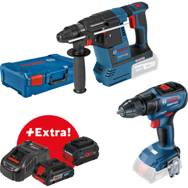 Set combinat Set combinat: ciocan rotopercutor cu acumulator GBH 18V-26 + maşină de găurit şi înşurubat cu acumulator GSR 18V-50 + ProCORE 4.0Ah & 8.0Ah + încărcător rapid GAL 1880CV + XL-BOXX