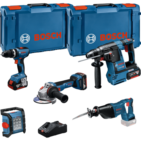 Set combinat Trusă de 5 scule de 18 V: GSB+GBH+GWS+GSA+GLI+3x5+GAL