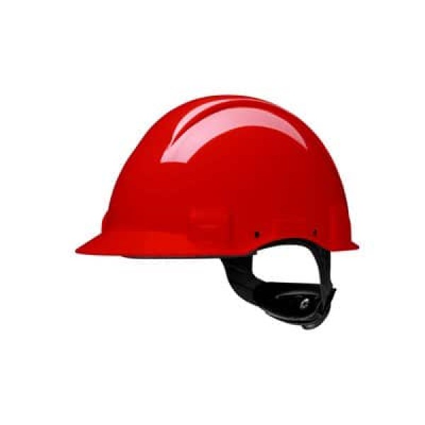 3M™ Hard Hat, Uvicator, Pinlock, Non vented, Dielectric 440V, Plastic Sweatband, Red, G3001CUV-RD