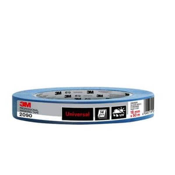 3M™ Professional Masking Tape 2090, Multi-surface, Blue, 18 mm x 50 m, 1 Roll/Pack