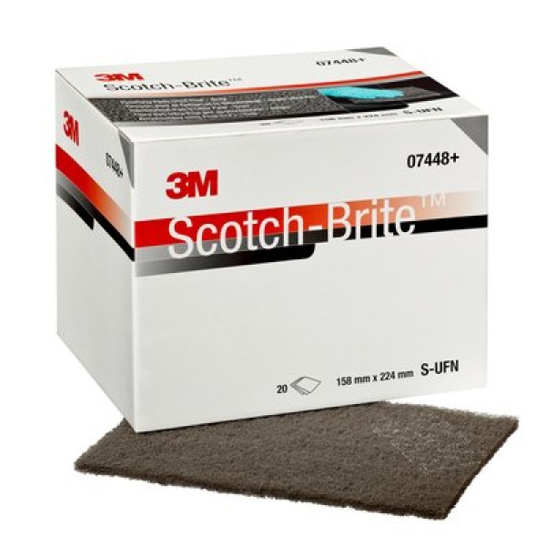 Scotch-Brite™ Hand Pad 7448+, 158 mm x 224 mm, S UFN, Grey