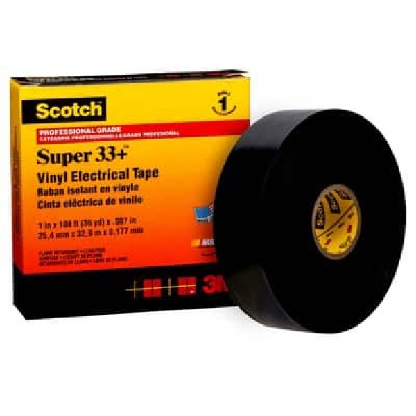 Scotch® Vinyl Electrical Tape Super 33+, Black, 25 mm x 33 m