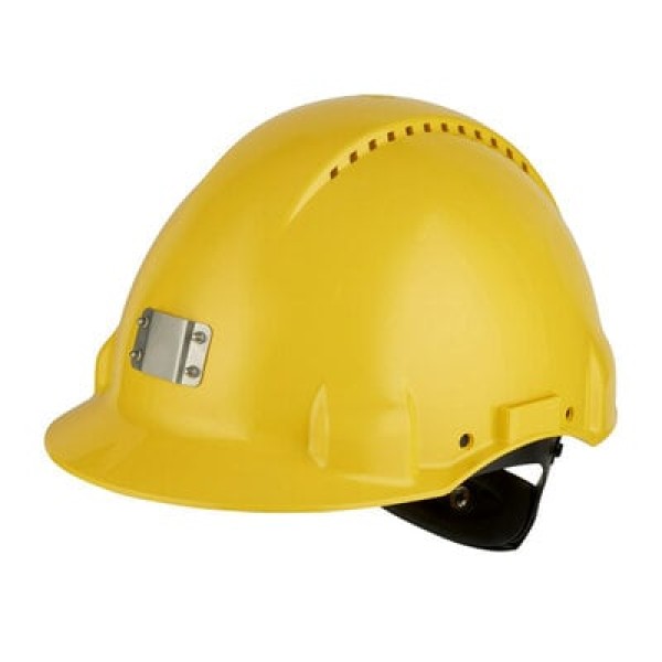 3M™ Hard Hat, Uvicator, Ratchet, Ventilated, Plastic Sweatband, Lamp Holder, Yellow, G3000NUV-10-GU