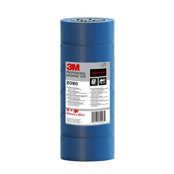 3M™ Professional Masking Tape 2090, Multi-surface, Blue, 48 mm x 50 m, 6 Rolls/Pack