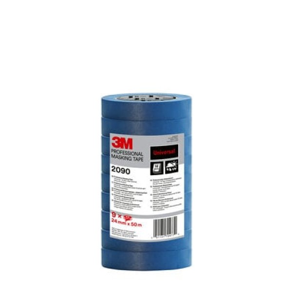 3M™ Professional Masking Tape 2090, Multi-surface, Blue, 24 mm x 50 m, 9 Rolls/Pack