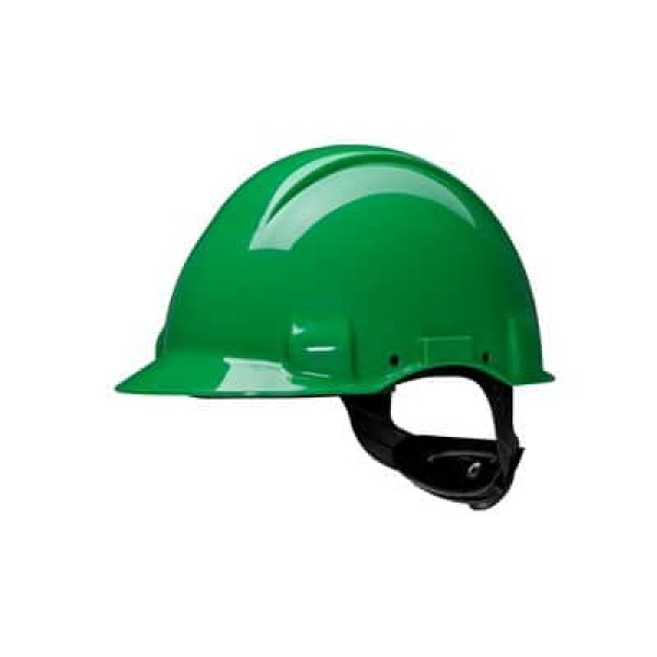 3M™ Hard Hat, Uvicator, Ratchet, Non vented, Dielectric 1000V, Leather Sweatband, Green, G3001MUV1000V-GP