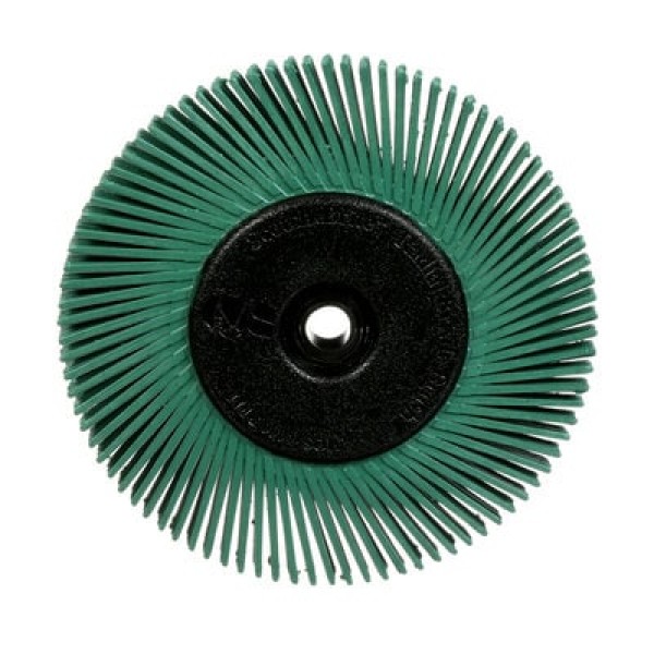 Scotch-Brite™ Radial Bristle Brush BB-ZB, 152 mm x 12.7 mm x 25.4 mm, P50, Green, Type A, With adapter