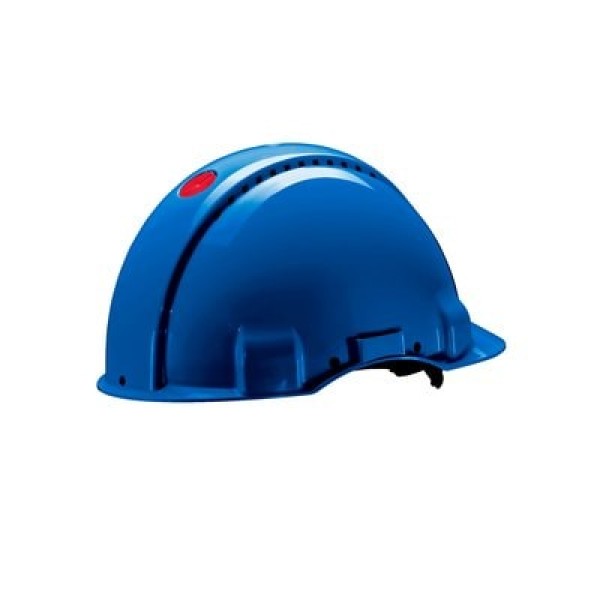 3M™ Hard Hat, Uvicator, Ratchet, Non vented, Dielectric 1000V, Leather Sweatband, Blue, G3001MUV1000V-BB