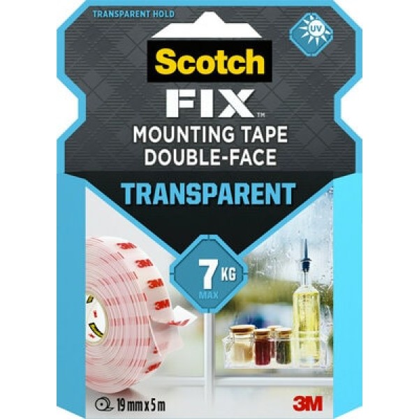 Scotch-Fix™ Transparent Mounting Tape 4910C-1950-P, 19mm x 5m, 1 roll/pack