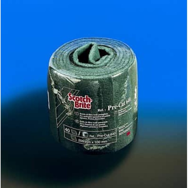 Scotch-Brite™ General Purpose Scouring Pre Cut Pads 640, Green, 200 mm x 4 m, 1/Pack, 6/Case