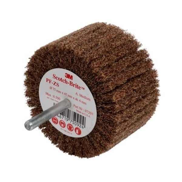 Scotch-Brite™ Shaft Mounted Flap Brush PF-ZS, 75 mm x 45 mm x 6 mm, AMED