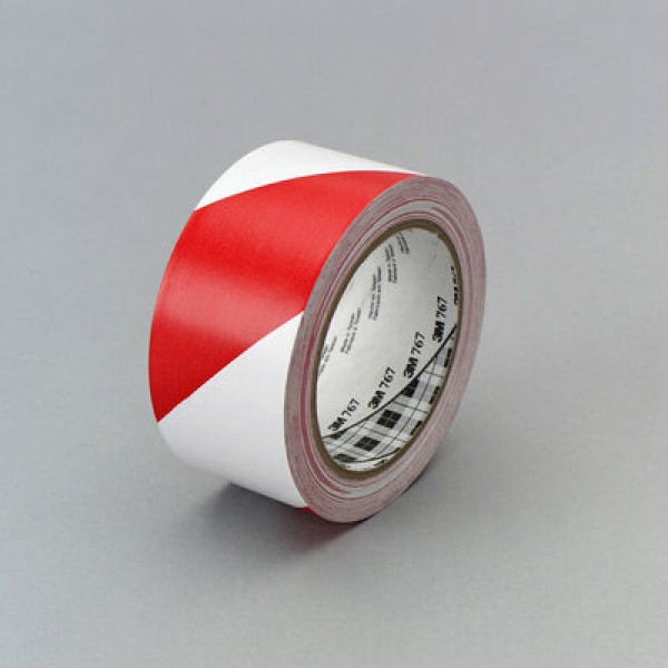 3M™ Hazard Warning Tape 767i, Red/White, 50 mm x 33 m