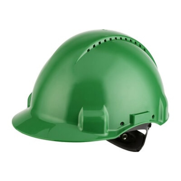 3M™ Hard Hat, Uvicator, Ratchet, Ventilated, Plastic Sweatband, Green, G3000NUV-GP