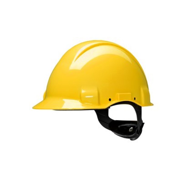 3M™ Hard Hat, Uvicator, Ratchet, Non vented, Dielectric 1000V, Leather Sweatband, Yellow, G3001MUV1000V-GU