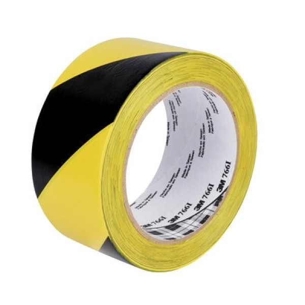 3M™ Hazard Warning Tape 766i, Yellow/Black, 50 mm x 33 m, Bulk