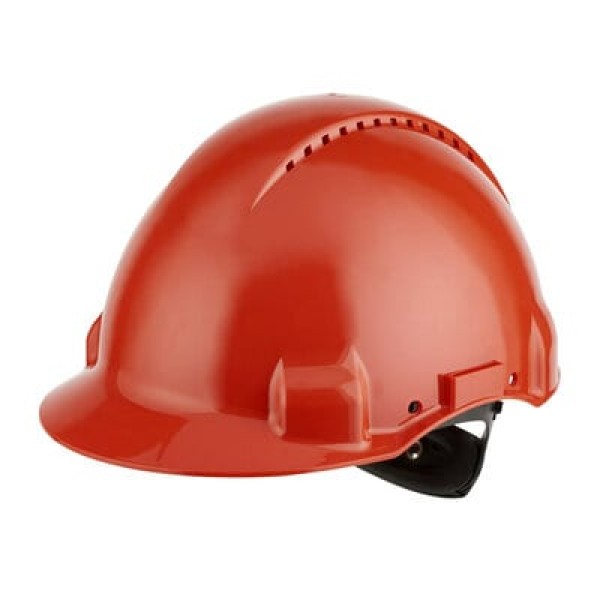 3M™ Hard Hat, Uvicator, Ratchet, Ventilated, Plastic Sweatband, Red, G3000NUV-RD