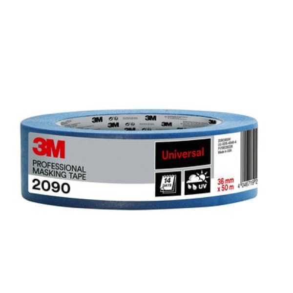 3M™ Professional Masking Tape 2090, Multi-surface, Blue, 36 mm x 50 m, 1 Roll/Pack