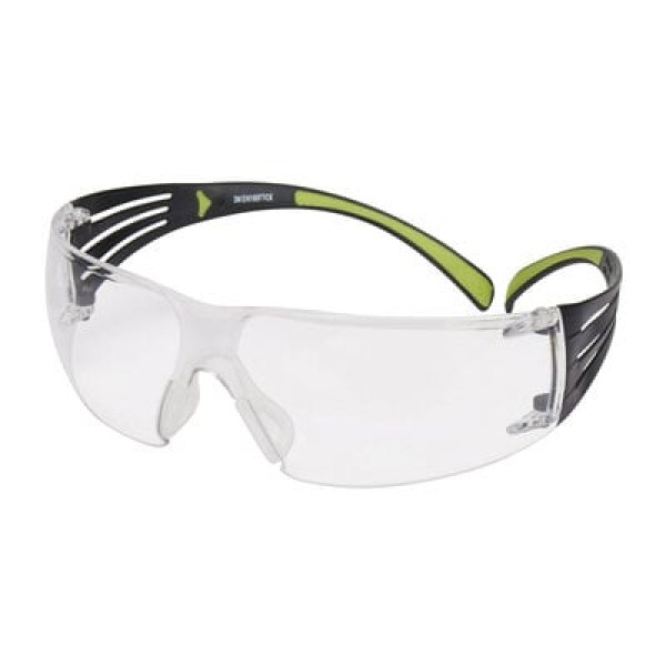 3M™ SecureFit™ 400 Safety Glasses, Black/Green frame, Anti-Scratch / Anti-Fog, Clear Lens, SF401AS/AF-EU