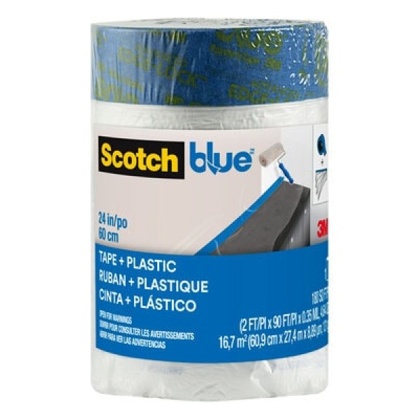 ScotchBlue™ Pre-taped Painter's Plastic Refill PT2093EL-24, 60,9 cm x 27,4 m (16,7 m2), 1 Roll/Pack