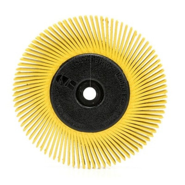 Scotch-Brite™ Radial Bristle Brush BB-ZB, 152 mm x 12.7 mm x 25.4 mm, P80, Yellow, Type A, With adapter