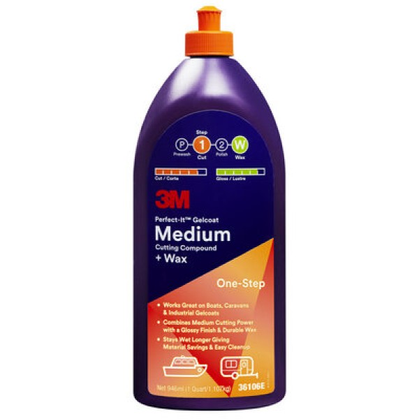 3M™ Perfect-It™ Gelcoat Medium Cutting Compound + Wax, 946 ml, 36106E