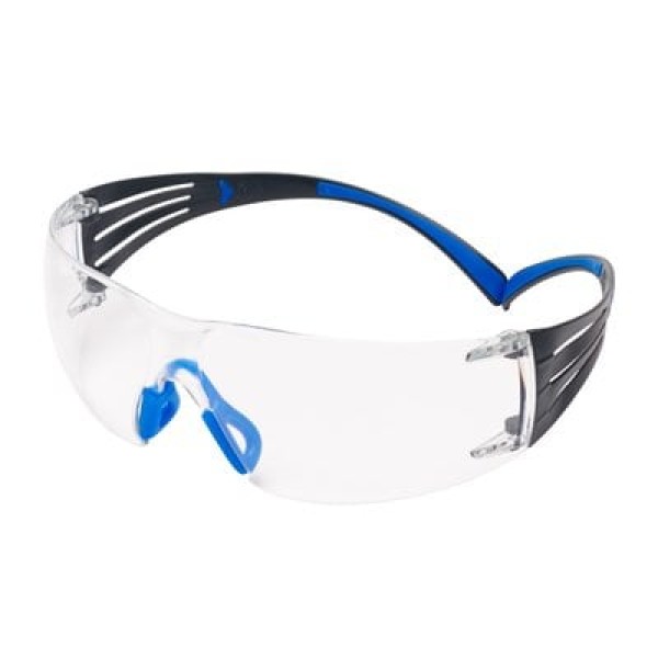 3M™ SecureFit™ 400 Safety Glasses, Blue/Grey Frame, Scotchgard™ Anti-Fog/Anti-Scratch Coating (K&N), Clear Lens, SF401SGAF-BLU-EU