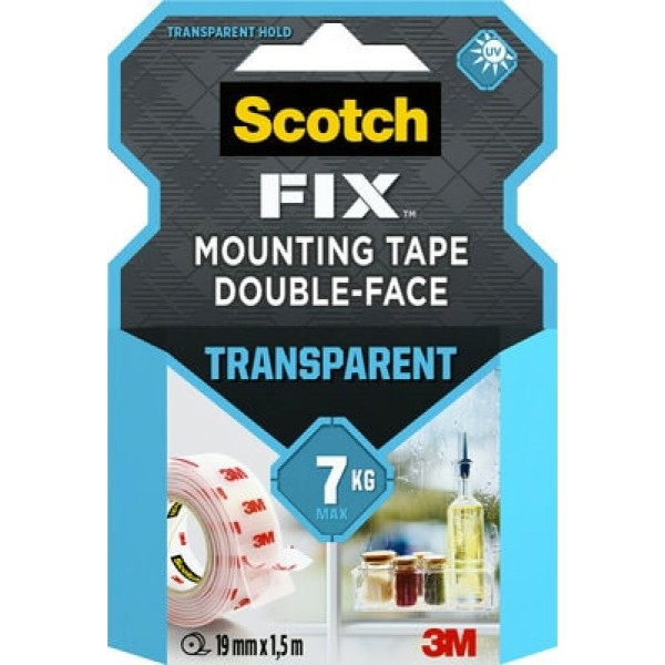 Scotch-Fix™ Transparent Mounting Tape  4910C-1915-P, 19mm x 1,5m, 1 roll/pack