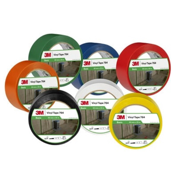 3M™ General Purpose Vinyl Tape 764, Green, 1245 mm x 33 m, 0.13 mm