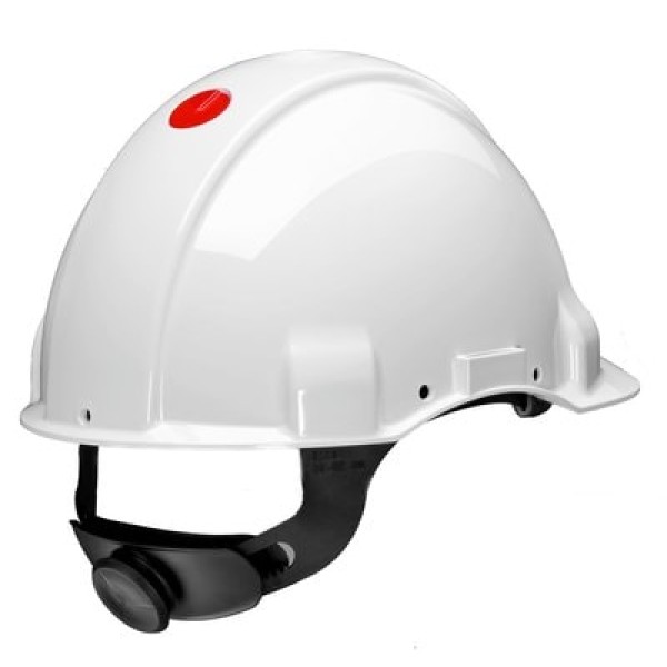 3M™ Hard Hat, Uvicator, Ratchet, Non vented, Dielectric 1000V, Leather Sweatband, White, G3001MUV1000V-VI