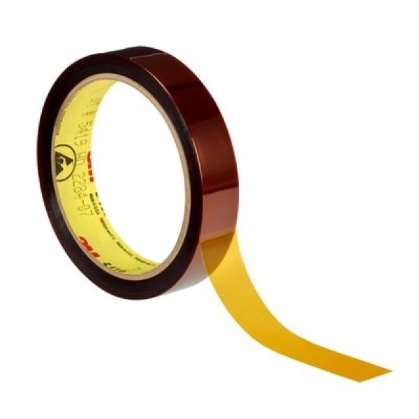 3M™ Low Static Polyimide Film Tape 5419, Gold, 12.7 mm x 32,9 m x 0,07 mm, 18 rolls/case