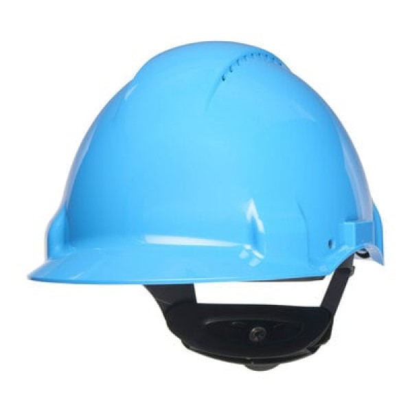 3M™ Hard Hat, Uvicator, Ratchet, Ventilated, Plastic Sweatband, Blue, G3000NUV-BB