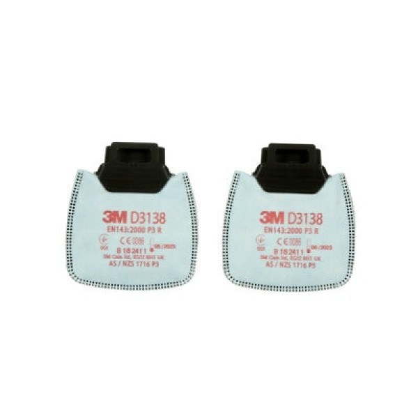 3M™ Secure Click™ Particulate Filter with Nuisance Level Organic Vapour and Acid Gas Relief, and Ozone up to 10 x OEL, P3 R, D3138