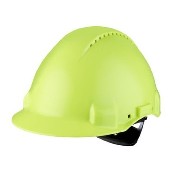 3M™ Hard Hat, Uvicator, Ratchet, Ventilated, Plastic Sweatband, Hi-Viz, G3000NUV-GB