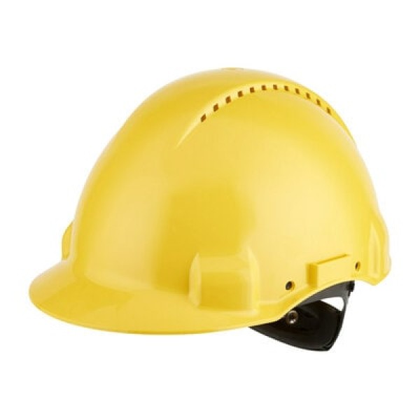 3M™ Hard Hat, Uvicator, Ratchet, Ventilated, Plastic Sweatband, Yellow, G3000NUV-GU
