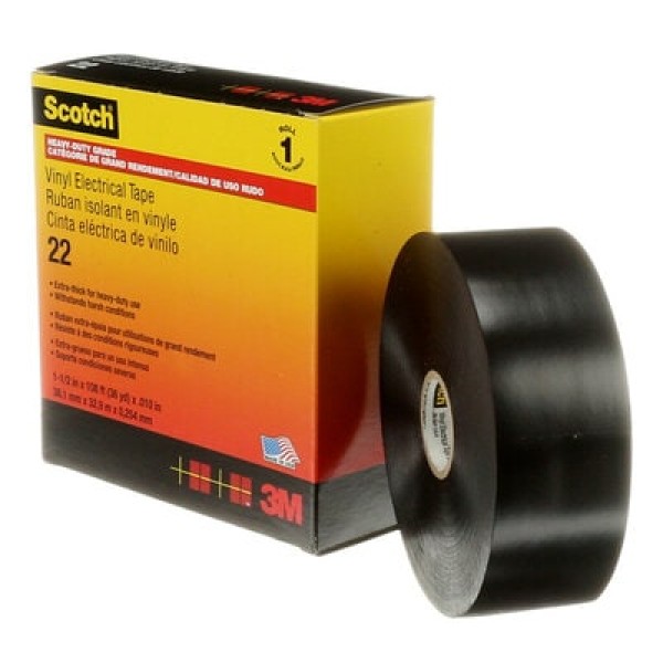 Scotch® Vinyl Electrical Tape 22, Black, 38 mm x 33 m