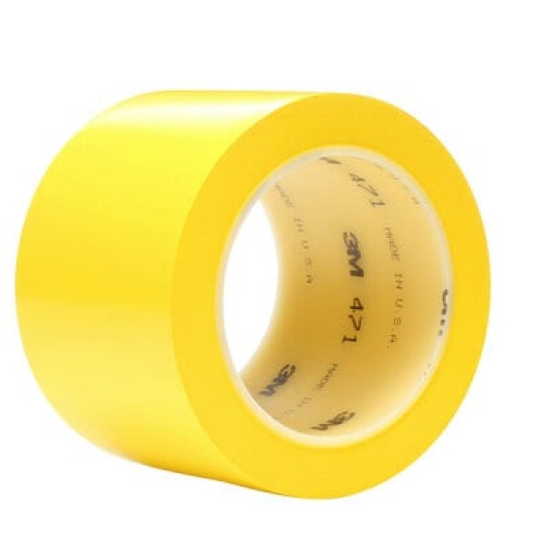 3M™ Vinyl Tape 471, Yellow, 1219 mm x 33 m, 0.14 mm, Untrimmed