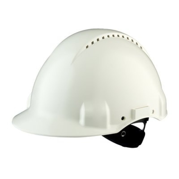 3M™ Hard Hat, Uvicator, Ratchet, Ventilated, Plastic Sweatband, White, G3000NUV-VI