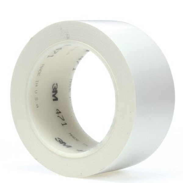 3M™ Vinyl Tape 471, White, 50 mm x 33 m, 0.14 mm, Bulk