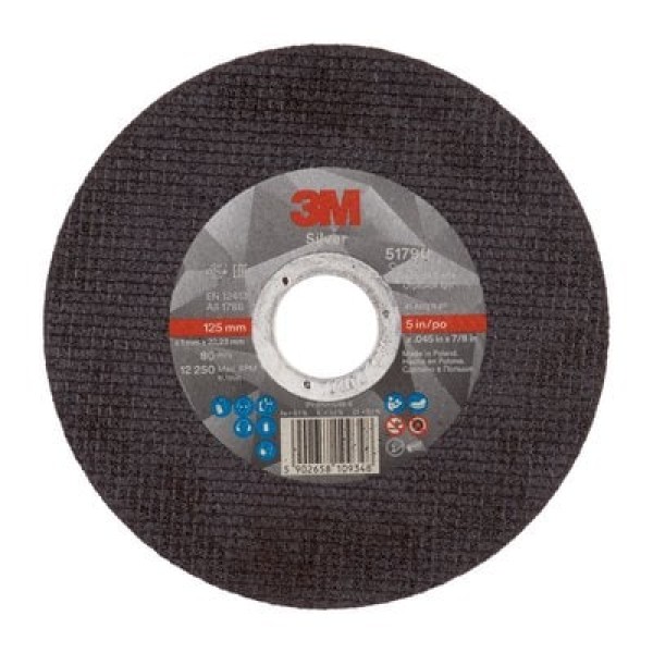 3M™ Silver Cut-Off Wheel, T41, 125 mm x 1 mm x 22.2 mm