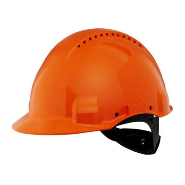 3M™ Hard Hat, Uvicator, Ratchet, Ventilated, Plastic Sweatband, Orange, G3000NUV-OR